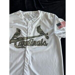 St Louis Cardinals STL Button Baseball Jersey Camo Logo Flag Ford Men's XL MLB